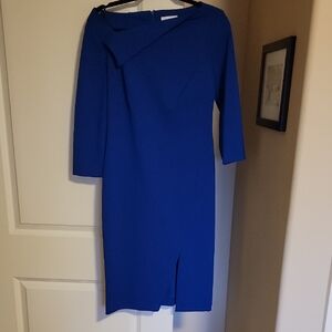 Calvin Klein Collection Blue Asymmetrical Sheath Dress